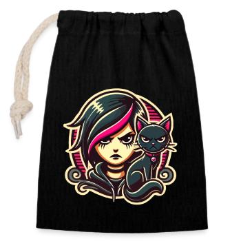 Pastel Goth Style Lover Goth - Closable cotton gift bag (14x20cm) - black - Front