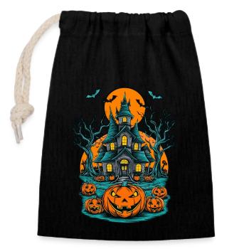 Spooky Haunted House Spooky Haunted Villa - Closable cotton gift bag (14x20cm) - black - Front