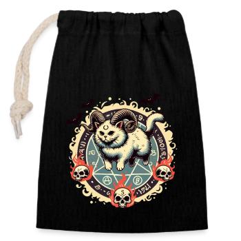 Cute Lucifer Cat Funny Cats Summoning - Closable cotton gift bag (14x20cm) - black - Front