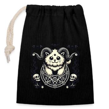 Cute Lucifer Cat Funny Cats Summoning - Closable cotton gift bag (14x20cm) - black - Front