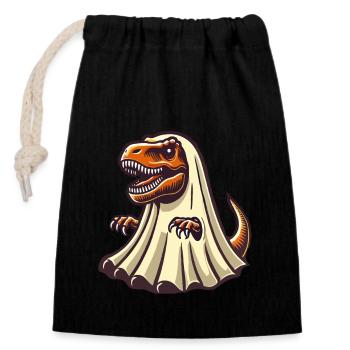 Niedliches Dinosaurier Gespenst Lustiger T-Rex - Verschließbarer Geschenkbeutel aus Baumwolle (14x20cm) - Schwarz - Vorne