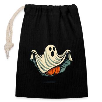 Drôle Halloween fantôme monstre sous drap - Sac cadeau en coton avec cordon (14 x 20 cm) - noir - Devant