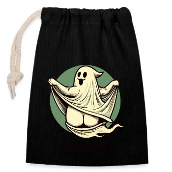 Drôle Halloween fantôme monstre sous drap - Sac cadeau en coton avec cordon (14 x 20 cm) - noir - Devant