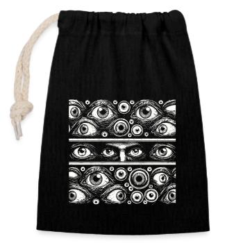 Gloomy Eyes Creepy Halloween Design - Closable cotton gift bag (14x20cm) - black - Front