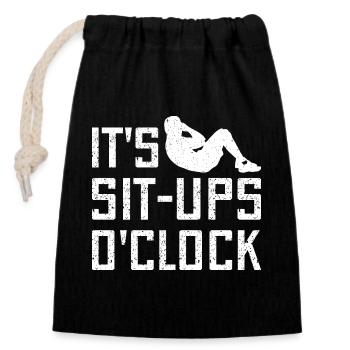 Gym Junkies C’est des redressements assis ou de la gymnastique suédoise - Sac cadeau en coton avec cordon (14 x 20 cm) - noir - Devant