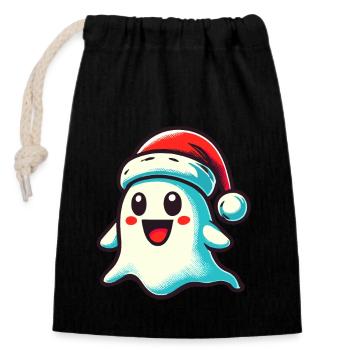 Cute Christmas Ghost Last Minute Costume - Closable cotton gift bag (14x20cm) - black - Front