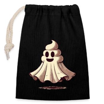 Funny Poop Pile Ghost Bull Sheet Poop - Closable cotton gift bag (14x20cm) - black - Front
