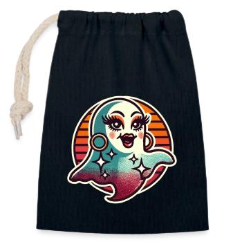 Drôle Glamour Goule Flashy Halloween - Sac cadeau en coton avec cordon (14 x 20 cm) - bleu marine - Devant