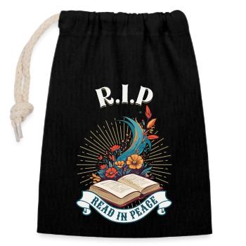 Drôle d’amateur de livres Design Lire en paix - Sac cadeau en coton avec cordon (14 x 20 cm) - noir - Devant