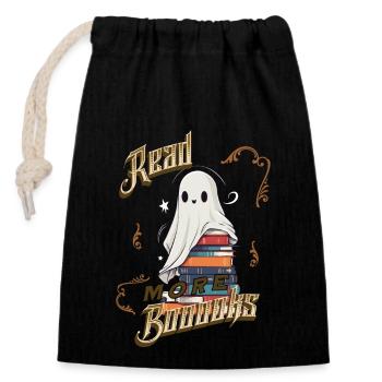 ScaryCute Book Lover Ghost Funny - Closable cotton gift bag (14x20cm) - black - Front