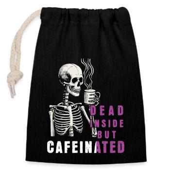 Lustiger Kaffee Spruch - Verschließbarer Geschenkbeutel aus Baumwolle (14x20cm) - Schwarz - Vorne