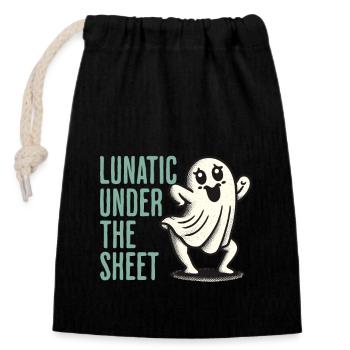 Lunatique sous le drap drôle de conception fantôme - Sac cadeau en coton avec cordon (14 x 20 cm) - noir - Devant
