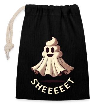 Funny poop pile ghost humorous poop - Closable cotton gift bag (14x20cm) - black - Front