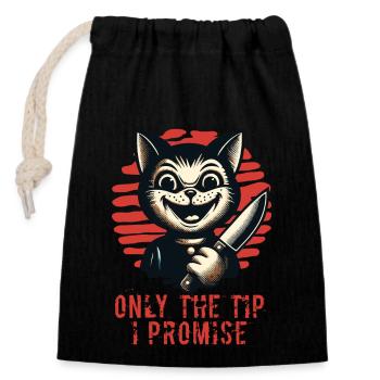 Funny Cat Saying only The Tip Psycho Cat - Closable cotton gift bag (14x20cm) - black - Front
