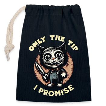 Funny Cat Saying only The Tip Psycho Cat - Closable cotton gift bag (14x20cm) - navy - Front
