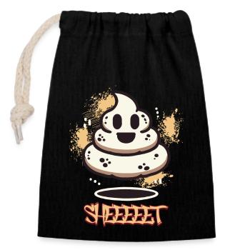 Funny Poop Pile Ghost Halloween Poop - Closable cotton gift bag (14x20cm) - black - Front