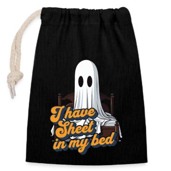 Drap d’Halloween au lit drôle de dicton - Sac cadeau en coton avec cordon (14 x 20 cm) - noir - Devant