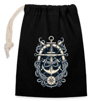 Aesthetic Anchor Design - Closable cotton gift bag (14x20cm) - black - Front