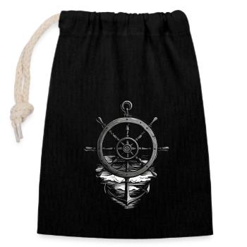 Conception d’un marin des Maritimes avec ancre et volant - Sac cadeau en coton avec cordon (14 x 20 cm) - noir - Devant