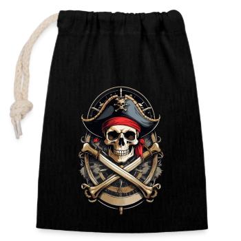 Piratenflaggen Skull Jolly Roger Pirat Kostüm - Verschließbarer Geschenkbeutel aus Baumwolle (14x20cm) - Schwarz - Vorne