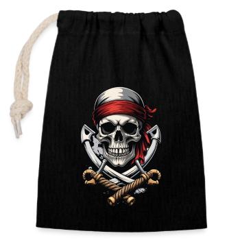 Piratenflaggen Skull Jolly Roger Pirat Kostüm - Verschließbarer Geschenkbeutel aus Baumwolle (14x20cm) - Schwarz - Vorne
