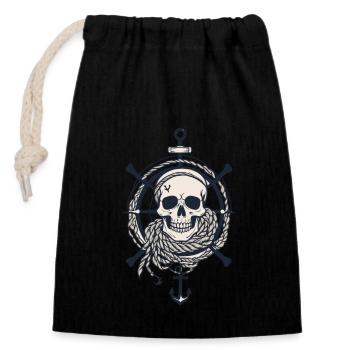 Piratenflaggen Skull Jolly Roger Pirat Kostüm - Verschließbarer Geschenkbeutel aus Baumwolle (14x20cm) - Schwarz - Vorne