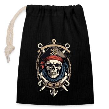 Pirate Flags Skull Jolly Roger Pirate Costume - Closable cotton gift bag (14x20cm) - black - Front