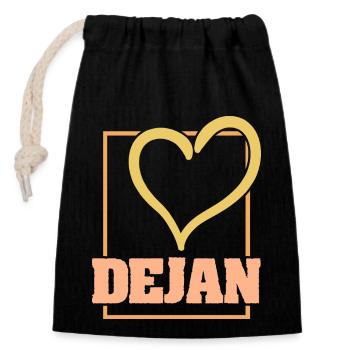 Cœur Dejan - Sac cadeau en coton avec cordon (14 x 20 cm) - noir - Devant