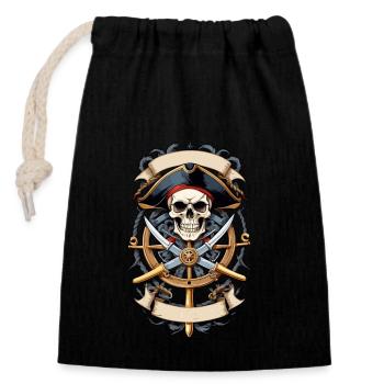 Piratenflaggen Skull Jolly Roger Pirat Kostüm - Verschließbarer Geschenkbeutel aus Baumwolle (14x20cm) - Schwarz - Vorne