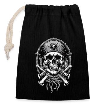Piratenflaggen Skull Jolly Roger Pirat Kostüm - Verschließbarer Geschenkbeutel aus Baumwolle (14x20cm) - Schwarz - Vorne