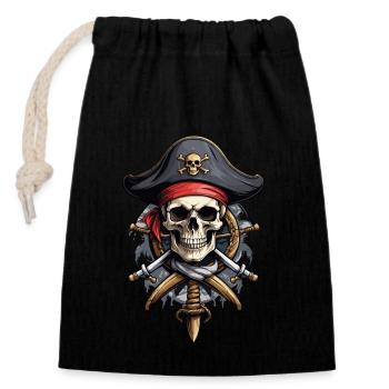 Piratenflaggen Skull Jolly Roger Pirat Kostüm - Verschließbarer Geschenkbeutel aus Baumwolle (14x20cm) - Schwarz - Vorne