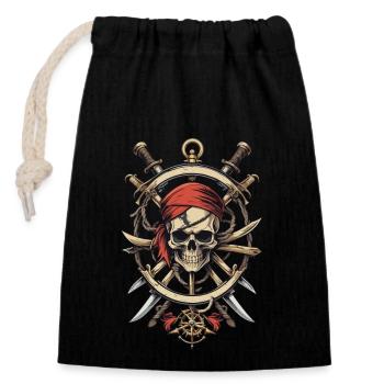Pirate Flags Skull Jolly Roger Pirate Costume - Closable cotton gift bag (14x20cm) - black - Front