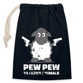 Sheep Pew Pew Ya Filthy Animals - Closable cotton gift bag (14x20cm) - navy - Front