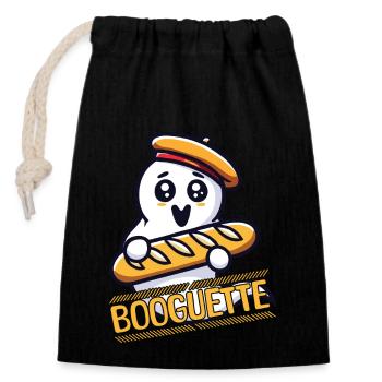 Gespenst Mit Baguette Booguette Spaß - Verschließbarer Geschenkbeutel aus Baumwolle (14x20cm) - Schwarz - Vorne
