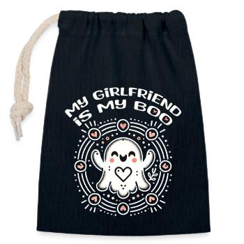 Ma copine est mon chéri Chers esprits - Sac cadeau en coton avec cordon (14 x 20 cm) - bleu marine - Devant
