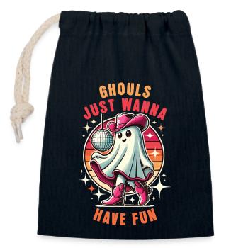 Les goules veulent juste s’amuser Retro Disco - Sac cadeau en coton avec cordon (14 x 20 cm) - bleu marine - Devant