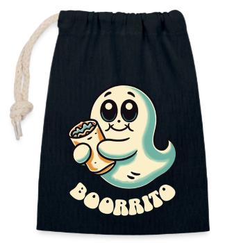Ghost with Boorrito for Burrito Fans - Closable cotton gift bag (14x20cm) - navy - Front