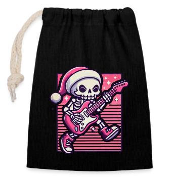 Noël squelette guitariste rocks - Sac cadeau en coton avec cordon (14 x 20 cm) - noir - Devant