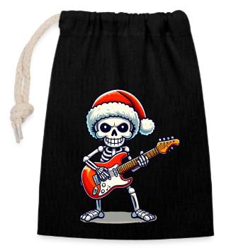 Noël squelette guitariste rocks - Sac cadeau en coton avec cordon (14 x 20 cm) - noir - Devant