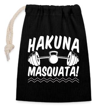 Gym Junkies Hakuna Masquata Calisthenics Fitness - Closable cotton gift bag (14x20cm) - black - Front