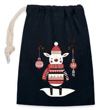 Christmas Reindeer Cottagecore Nostalgia - Closable cotton gift bag (14x20cm) - navy - Front