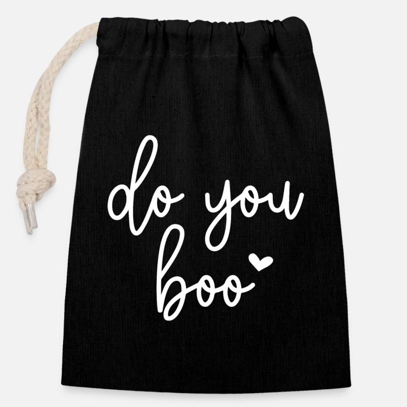 Do You Boo - Closable cotton gift bag (14x20cm) - black