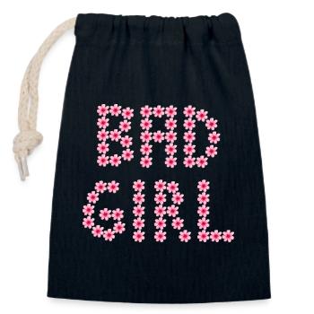 Floral Inscriptions - BAD GIRL - Closable cotton gift bag (14x20cm) - navy - Front