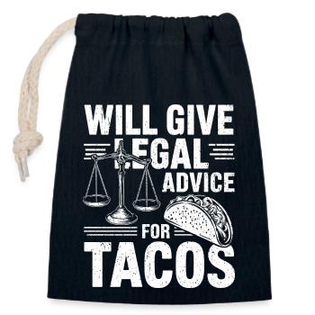 Tacos vs. Legal Advice - Closable cotton gift bag (14x20cm) - navy - Front