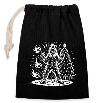 Drôle d’horreur de Noël Elfe en flammes - Sac cadeau en coton avec cordon (14 x 20 cm) - noir - Devant