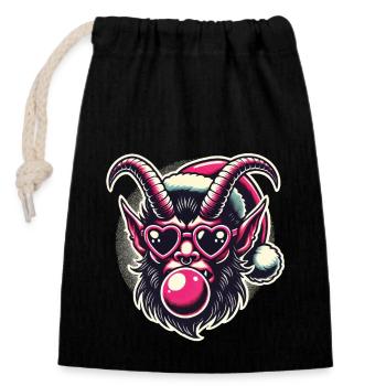 Christmas Krampus Funny Sigma Male Style - Closable cotton gift bag (14x20cm) - black - Front