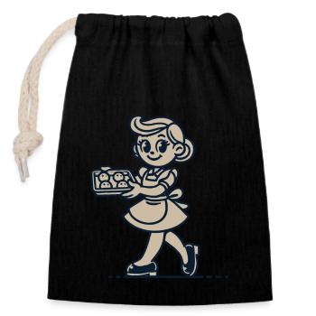 Cuisinier joyeux avec des biscuits - Sac cadeau en coton avec cordon (14 x 20 cm) - noir - Devant