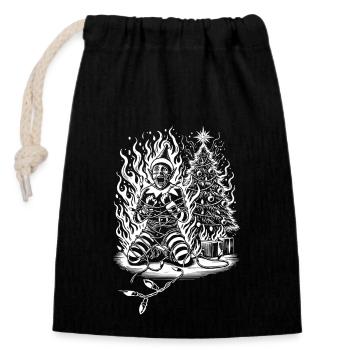 Cunning Sarcasm Christmas Horror - Closable cotton gift bag (14x20cm) - black - Front