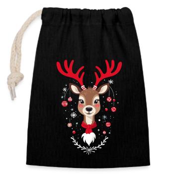 Joyeux Noël Renne Magie - Sac cadeau en coton avec cordon (14 x 20 cm) - noir - Devant