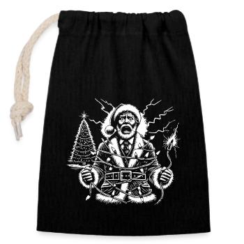 Père Noël drôle Sarcasme Chaos - Sac cadeau en coton avec cordon (14 x 20 cm) - noir - Devant